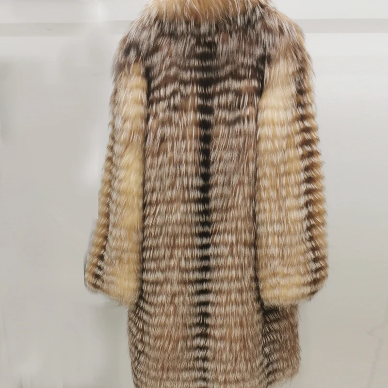 Зимна нова дамско палто от 100% лисьего кожа, внос дълга яке от червено лисьего кожа, жилетка, луксозна елегантно дамско палто от естествена кожа